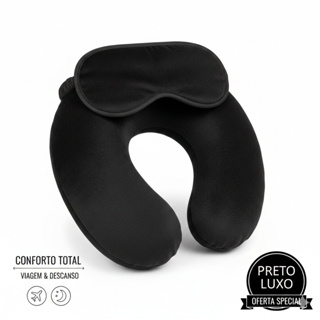 Kit Almofada/Travesseiro de Pescoço + Máscara de Viagem Para Dormir em Oferta na Shopee