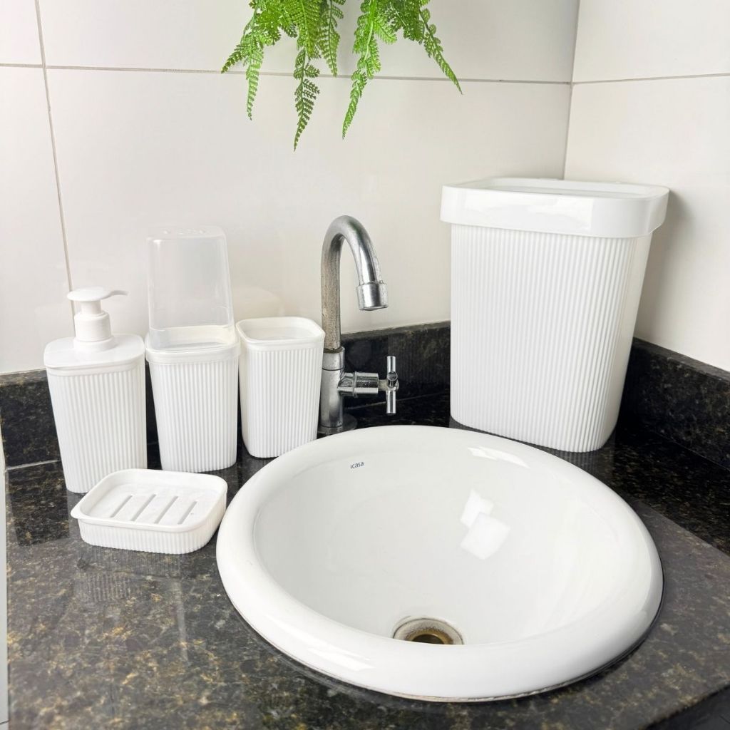 Acessorios Para seu Banheiro - Porta Escova, Algodão, Sabonete Liquido, Sabonete E Lixeira
