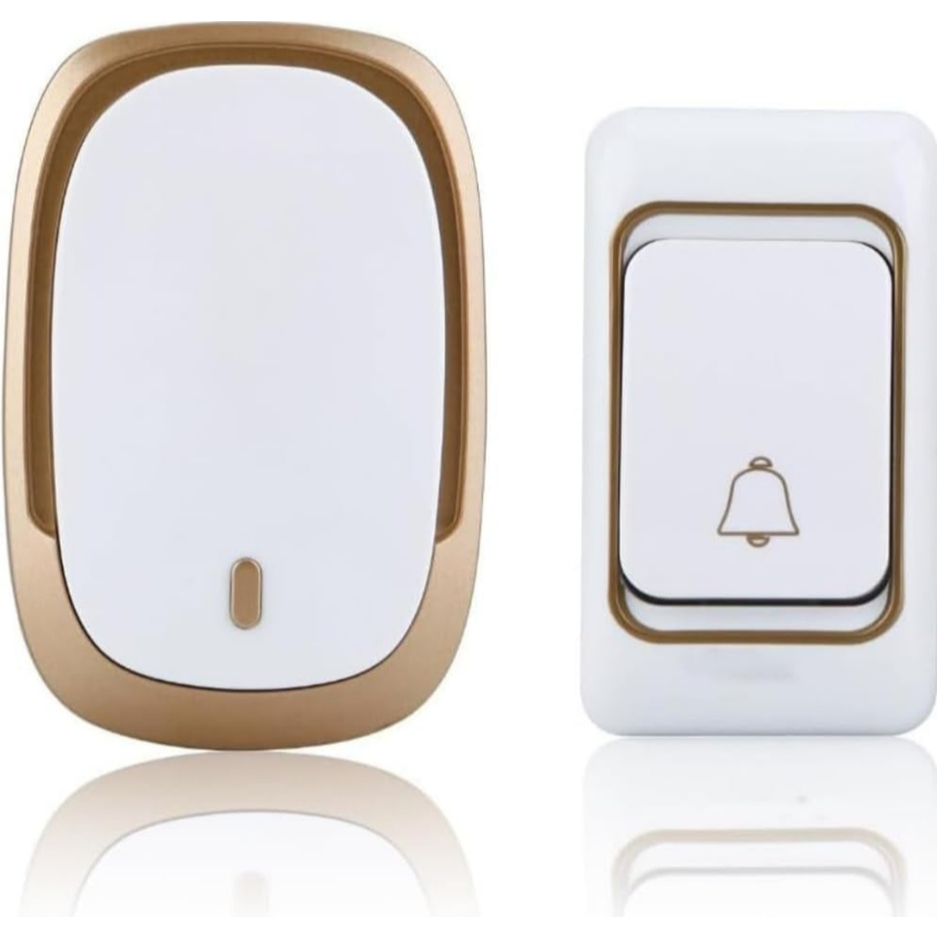 Campainha sem Fio Wireless Residencial Elétrica Longo Alcance Bivolt Azul ou Dourado
