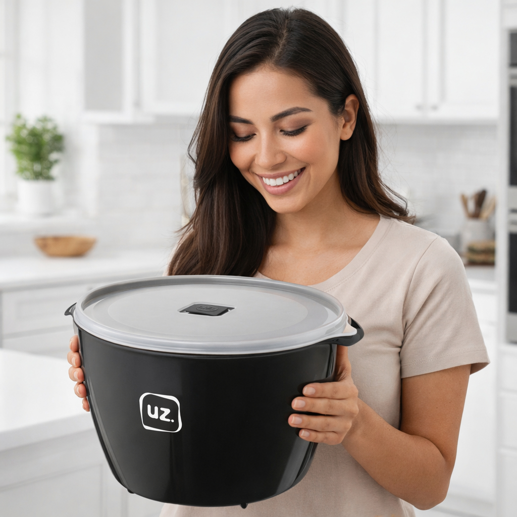 Pote Multiuso 5,5 Litros Premium Preto Cozinha Geladeira Despensa Freezer Organizador Alimentos UZ Utilidades