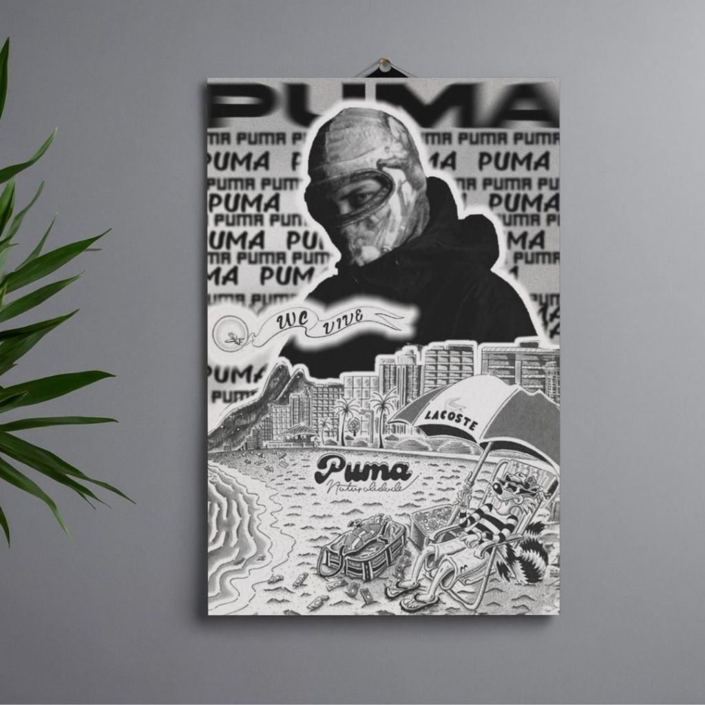 Quadro Decorativo Placas pumapjl febre 90s + pack de adesivos de brinde Quadro Discografia Album em MDF 30x20cm
