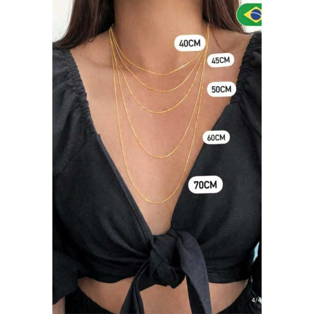 Corrente Veneziana V12 Banhada a Ouro 18K Unissex 40cm a 70cm Colar Fino Elegante em Oferta na Shopee