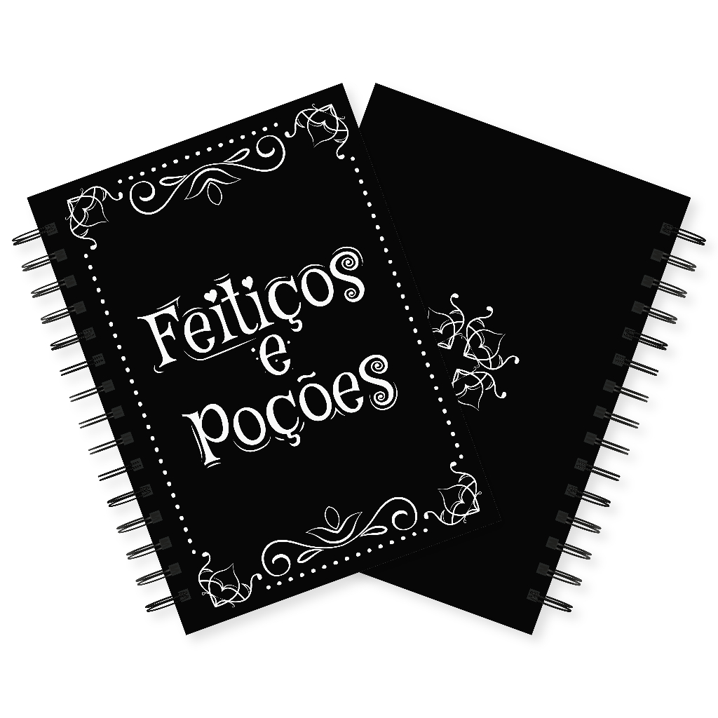 Diário de Feitiços e Poções Caderno A5 Capa Dura Grimório Folhas Pautadas 200 Páginas 90g