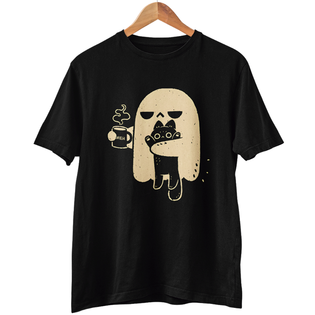 Camiseta Ghost Gato Cat Fantasma Café Coffe Presente Fofo Tshirt