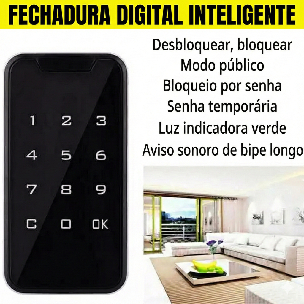 Fechadura Eletrônica Inteligente Digital Com Senha Teclado Touch Sem Chave