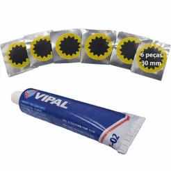 6 Remendos R-00 + 1 Cola Vipal CB-01 | Reparo de Pneu Bicicleta e Moto ‍️Original