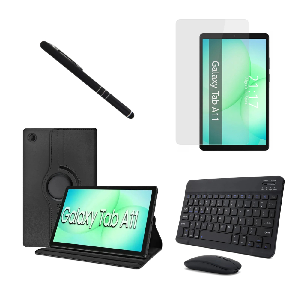 Kit Completo Capa Giratória Teclado Mouse Película Caneta Para Samsung Galaxy A11 SM-X133/X135 em Oferta na Shopee