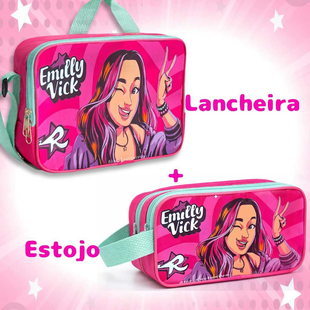 Kit Emilly Vick Lancheira + Estojo Com Dois Compartimentos em Oferta na Shopee