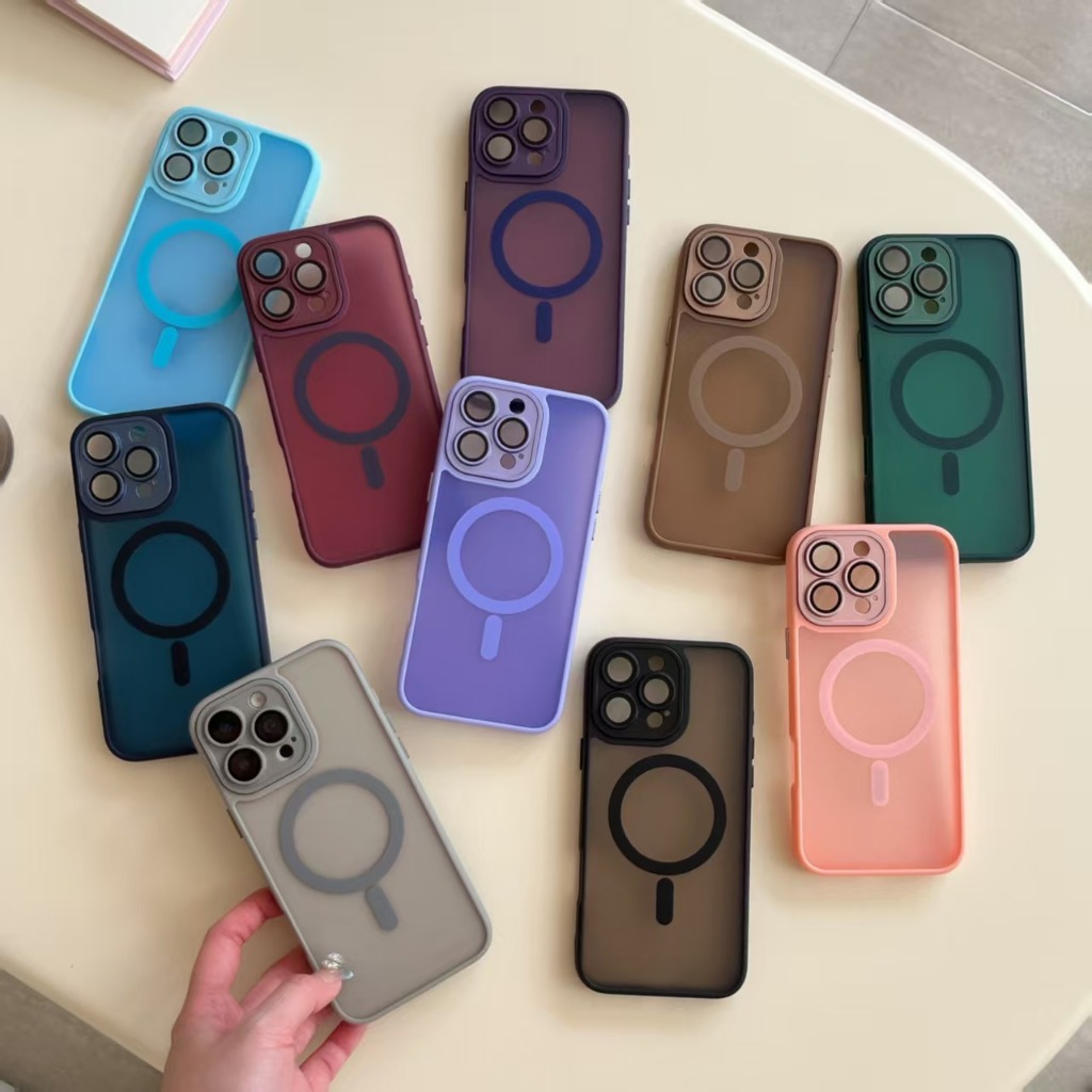 Capa protetora magnética fosca translúcida de luxo com carregamento sem fio para iPhone 11, 12, 13, 14, 15, 16E Pro Max. em Oferta na Shopee