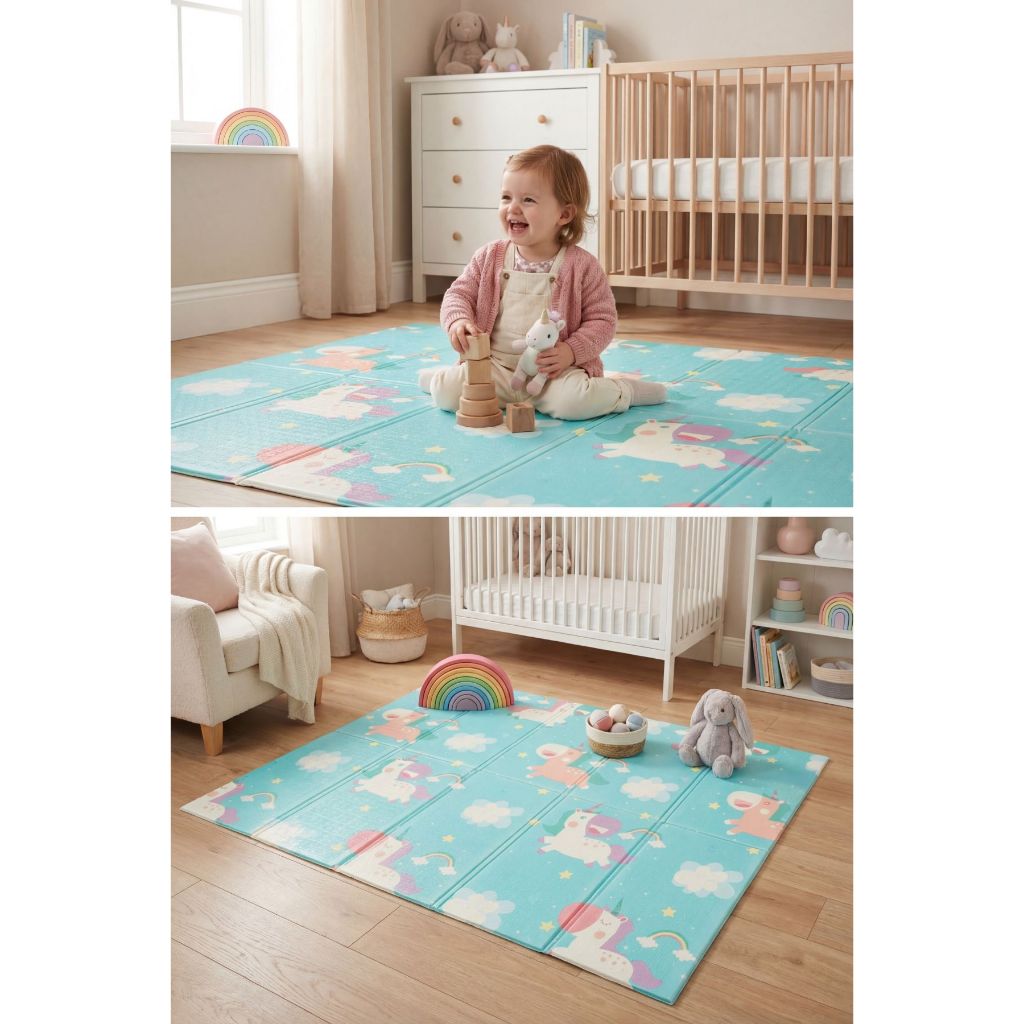 Tapete Tatame Infantil Dobrável Dupla Face 180x120 Impermeável Antiderrapante em Oferta na Shopee
