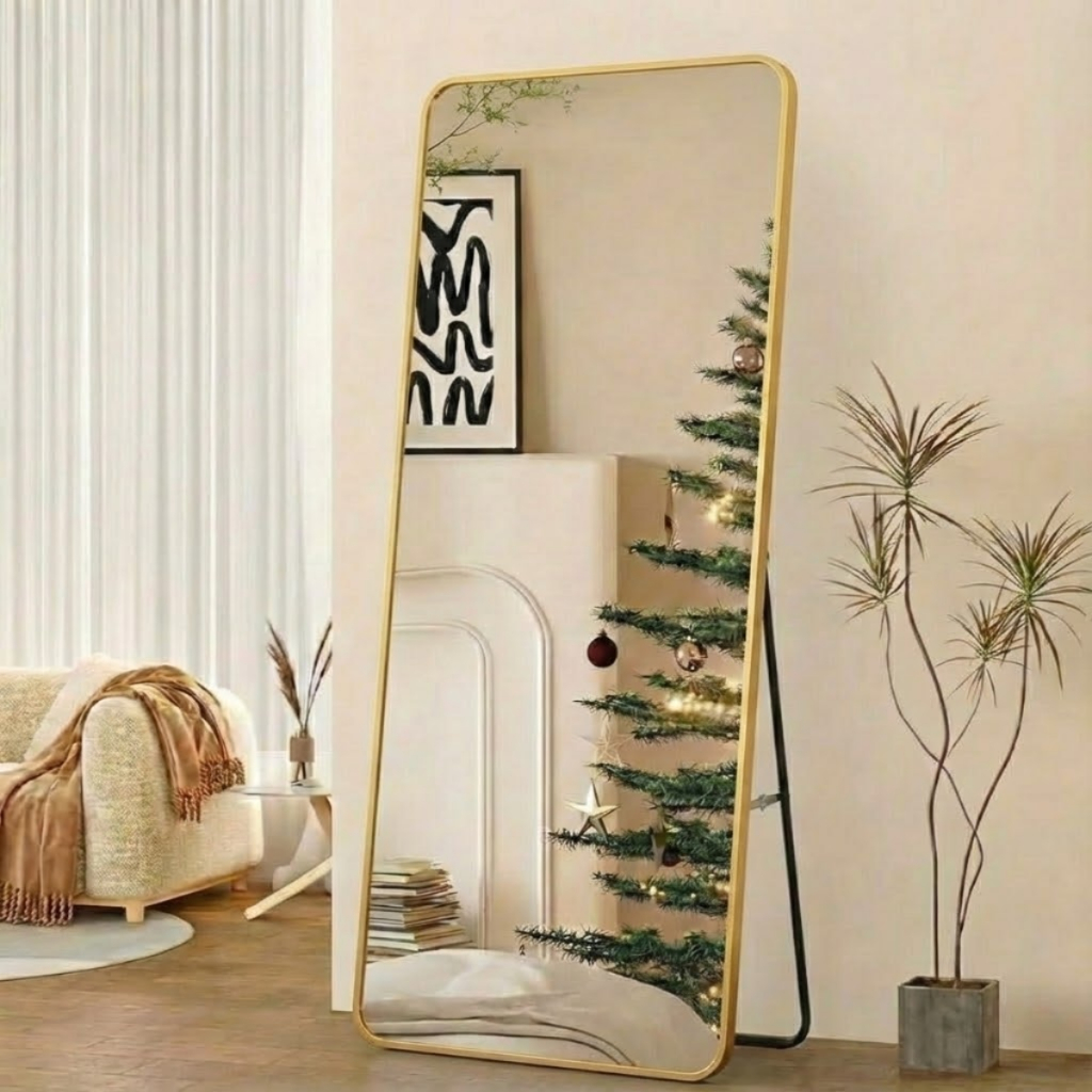 Espelho Retangular Lopazzi Corpo Inteiro 170x70cm Com Suporte de Chão Moldura Alumínio Pinterest em Oferta na Shopee