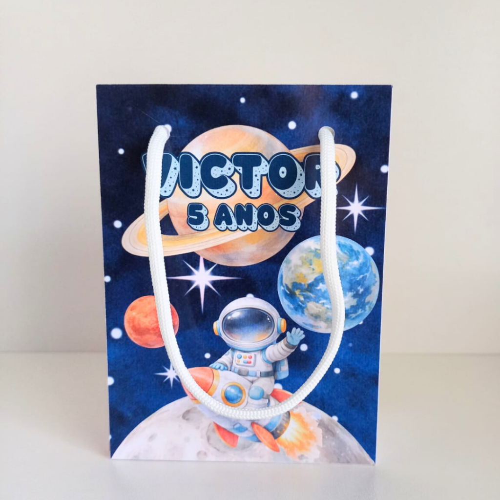 Sacolinha P Astronauta Menino Planetas Personalizados /Lembrancinha de Festa /Aniversário / Festa Infantil