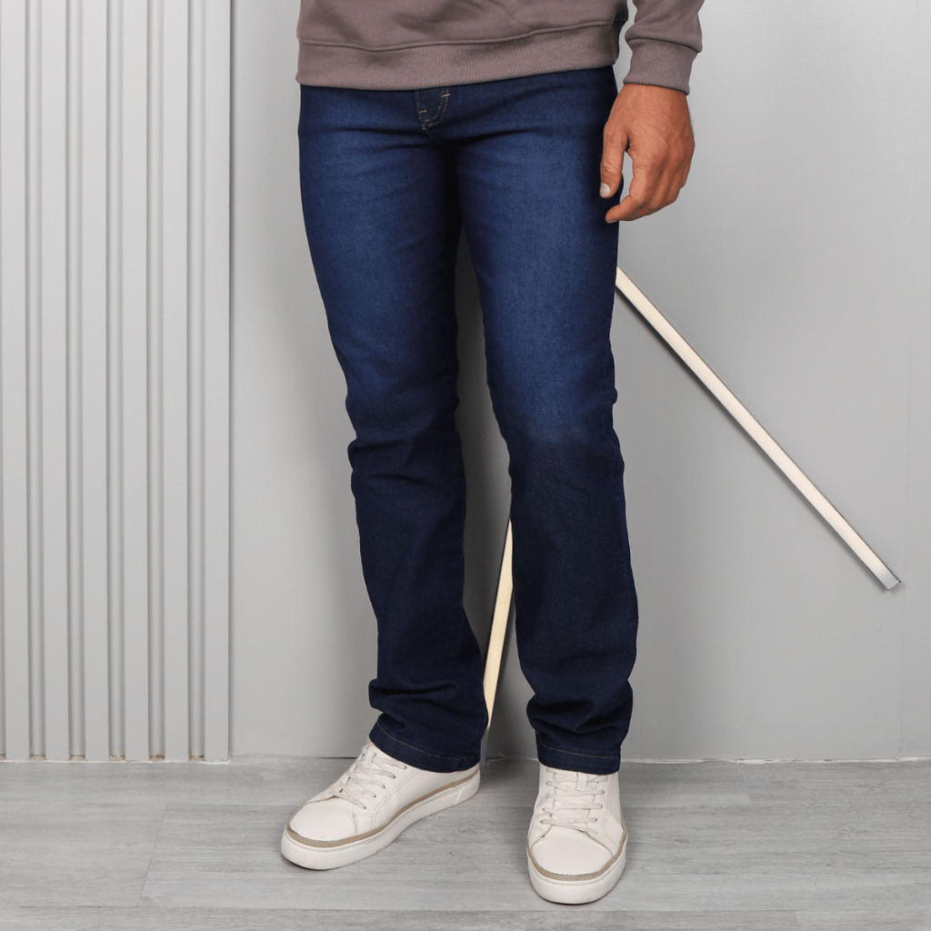 Calça Masculina Jeans Tradicional com Elastano Bolsos Funcionais Dia a Dia Trabalho Slim Tendência