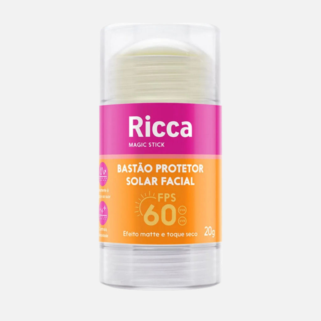 Bastão Facial Protetor Solar FPS 60 Ricca 20g Proteção Alta e Toque Seco Para Todos os Tipos de Pele em Oferta na Shopee