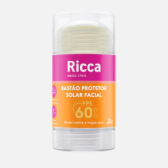 Bastão Facial Protetor Solar FPS 60 Ricca 20g Proteção Alta e Toque Seco Para Todos Tipos de Pele