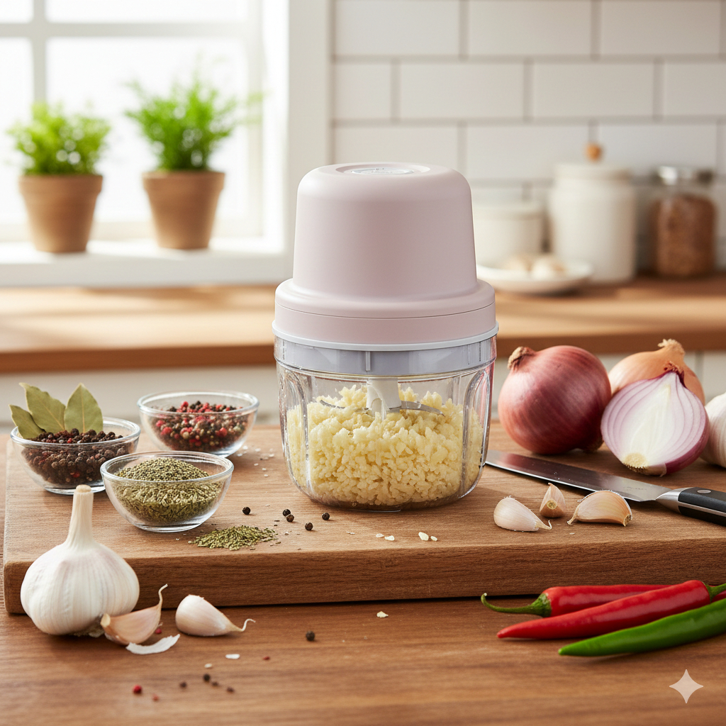 Mini Processador Alimentos Moedor Elétrico Alho Cebola e Nozes Sem Fio Recarregável Bivolt Potente