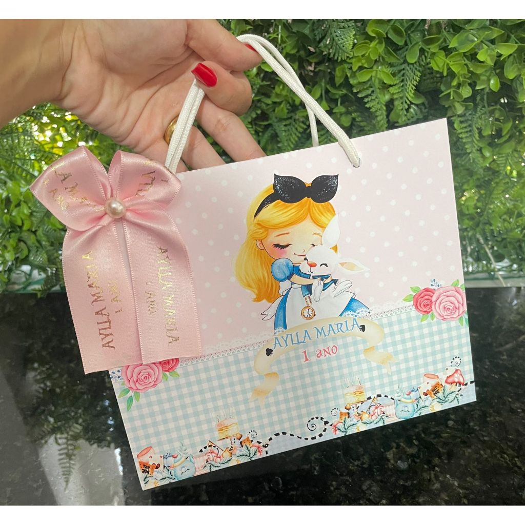 Sacolinha Surpresa Personalizada Alice no País das Maravilhas | Lembrancinhas | Festa Aniversário | Lancheirinha
