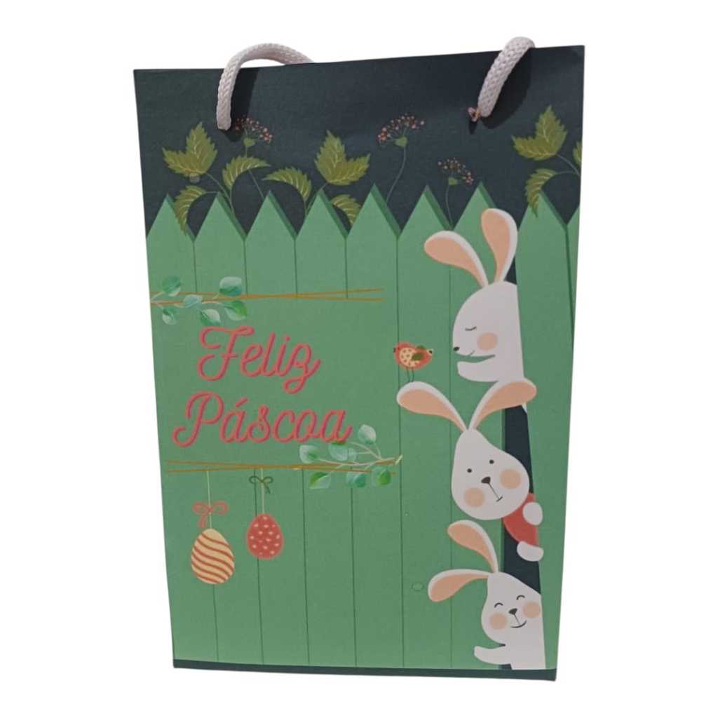 Sacolinha Personalizada Páscoa Coelhinhos Verde Surpresa Festa Chocolate Doces Lembrancinhas Páscoa