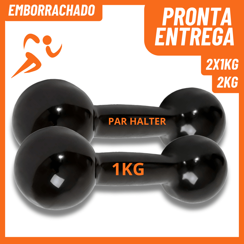 Halter Bola 1KG Emborrachado (2und) – Musculação, Fitness e Treino Funcional