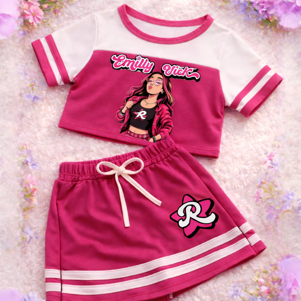 CONJUNTO INFANTIL E JUVENIL  MENINA  EMILLY VICK E KATLEN BLUSA +SHORT SAIA