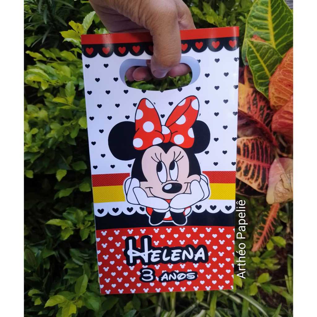 Sacolinha Surpresa M Personalizada Minnie Vermelha para lembrancinha  - PEGUE E MONTE - ANIVERSÁRIO