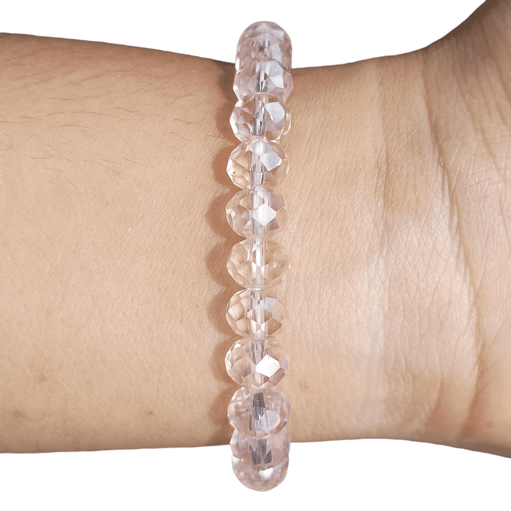 Pulseira Rosa Boreal - Pulseira de Cristais de Vidro 8mm