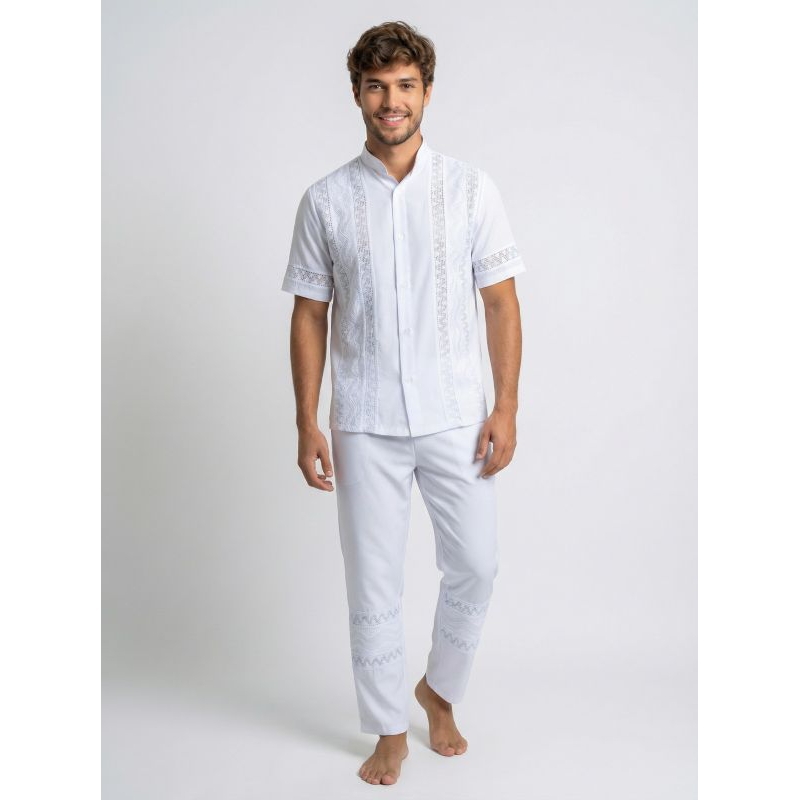 conjuntos masculino umbanda e candomble branco com prateado