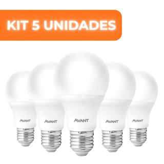 Kit 5 Lâmpadas LED 9w Bulbo Pera Bivolt Avant Super Branca 6500K Econômica em Oferta na Shopee