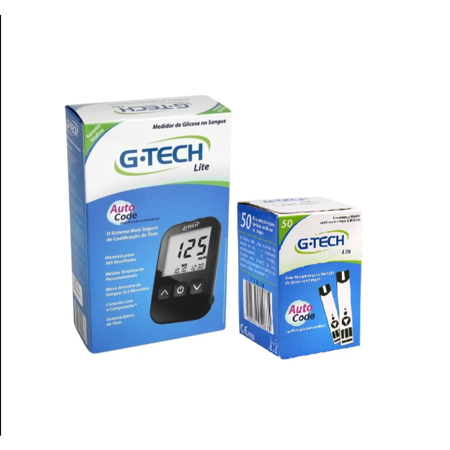 Kit Aparelho Medidor G TECH LITE + 50 Tiras Reagentes G TECH LITE