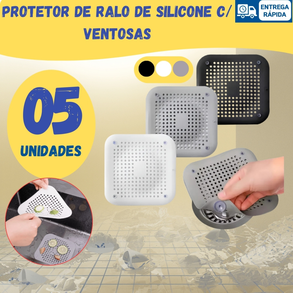 Kit Protetor Silicone Para Ralos, Pia Cozinha, Banheiro Anti Entupimento Anti Insetos indesejáveis
