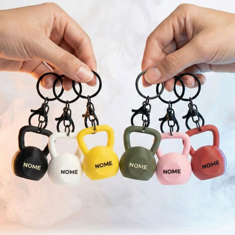Chaveiro Premium Kettlebell Personalizado Crossfit - COM ATÉ 7 CARACTERES - Argola Italiana e Fecho Lagosta Metal