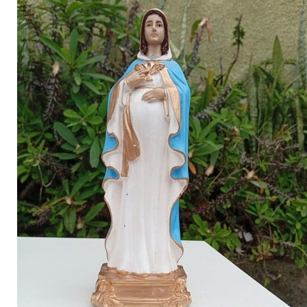 Nossa senhora Grávida pintura feito a mão 22cm linda!