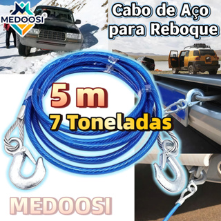MEDOOSI Cabo de Aço para Reboque 5m 10mm-7 Toneladas com Ganchos Reforçados Emergência para Carro,Caminhonete e Caminhão em Oferta na Shopee