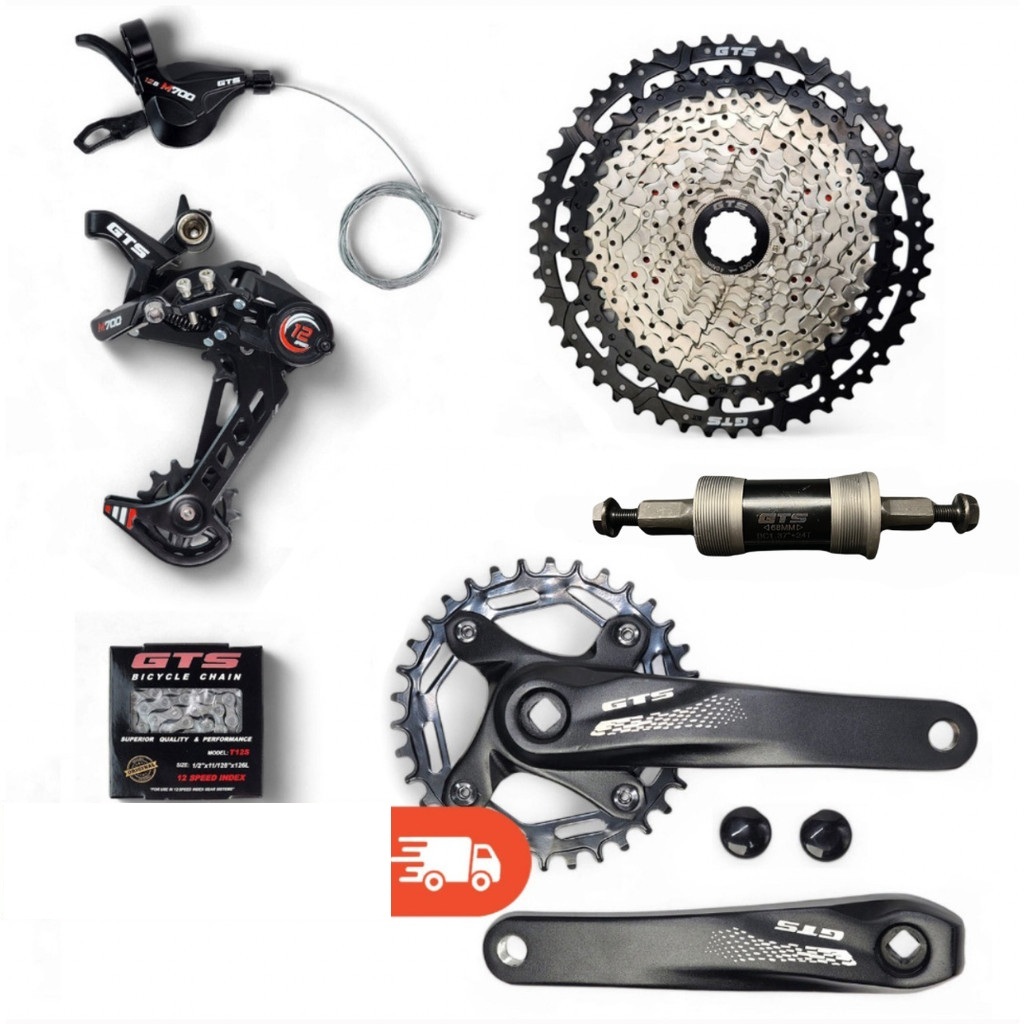 Kit Relação 12v GTS 1x12 C/ Corrente + Cassete 11x50 + Pedivela 34D + Movimento Central GTS em Oferta na Shopee