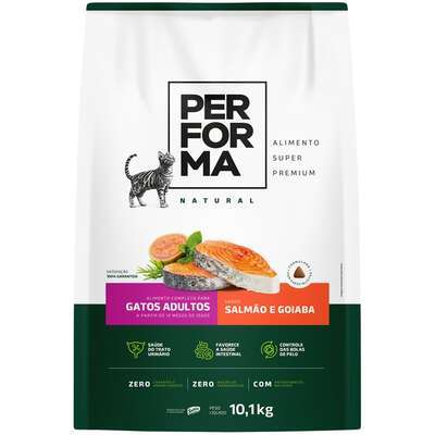 Ração Seca Performa Natural para Gatos ADULTOS Salmão e Goiaba – 10,1Kg em Oferta na Shopee
