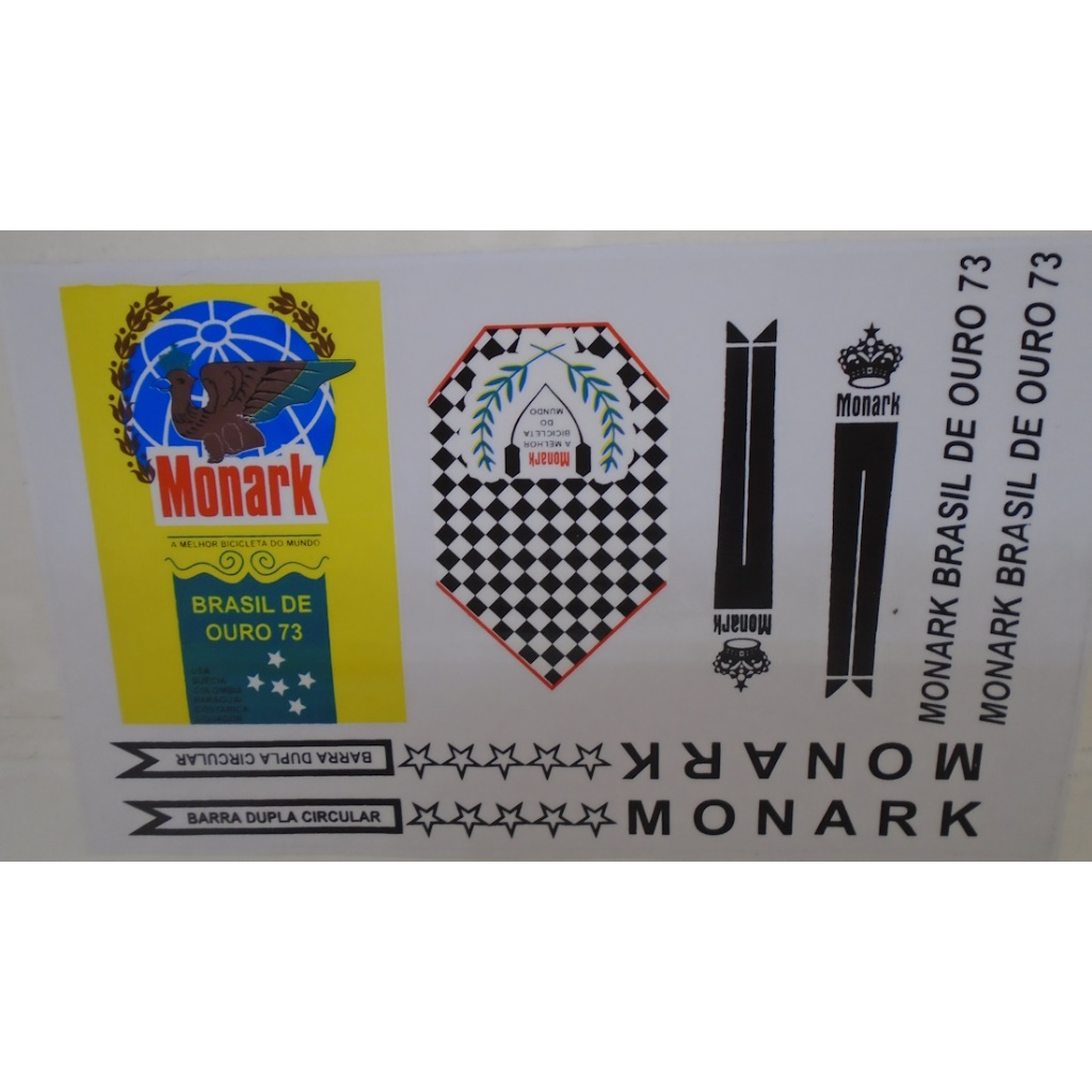 Cartela de Adesivo Monark Brasil de Ouro 73 Preto.