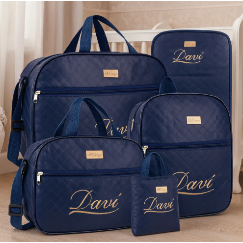 Kit Bolsa Maternidade 5 peças Personalizado Saída Maternidade Menina/menino