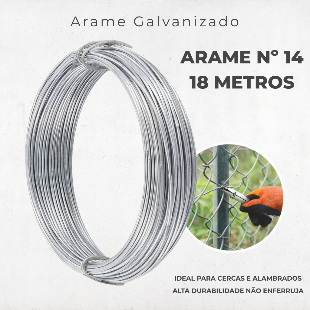 Arame Galvanizado Para Cerca N14 Com 18 Metros Fio 2,11mm em Oferta na Shopee