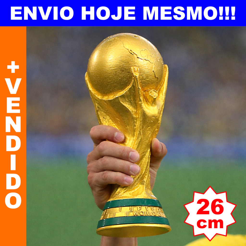 Taça da Copa do Mundo 2026 26cm • Decorativa • Presente Futebol • Qualidade Top • Brasil + Brinde