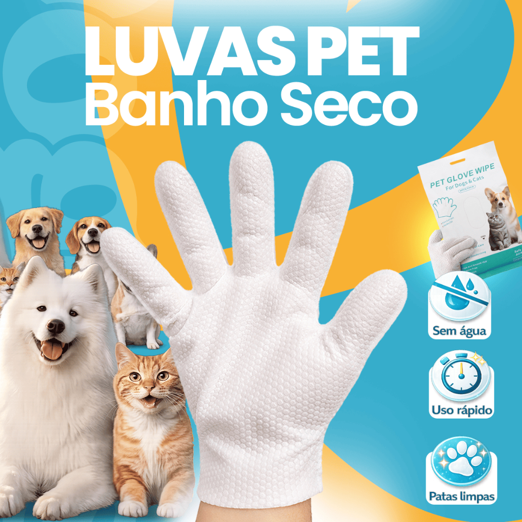 lenço umedecido pet Luva de Banho a Seco Descartáveis Umedecidas Para Pet Higienização 6 Unidades