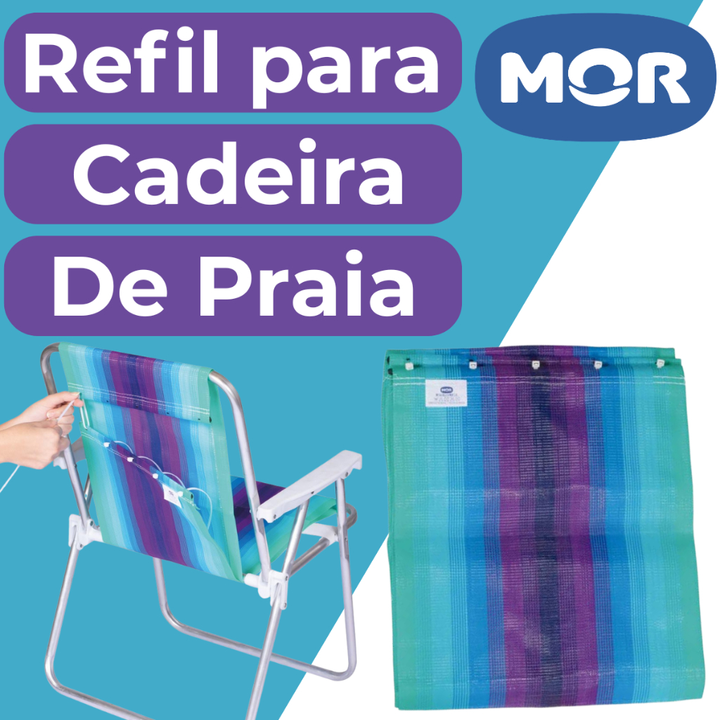 kit Capa Refil para Cadeira de Praia Mor forro Lona Estampada Fácil de Trocar