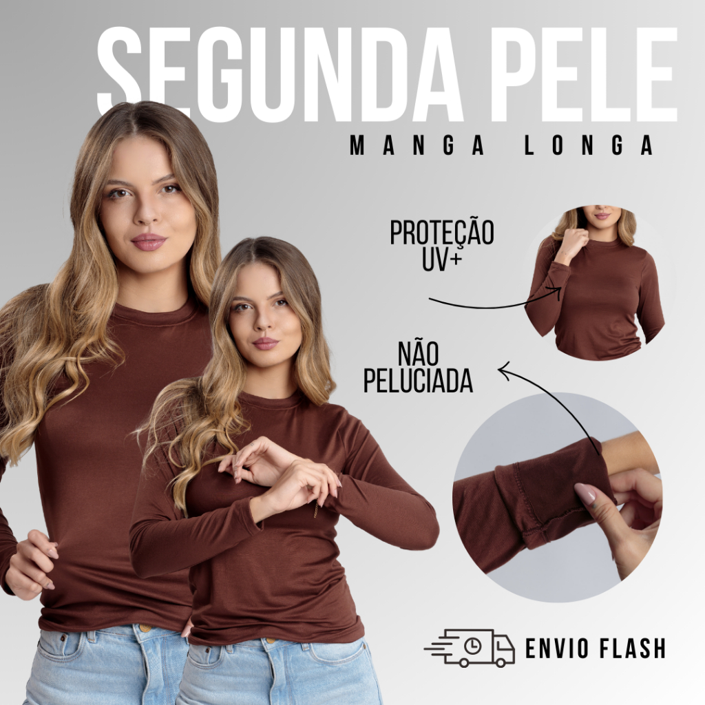 Blusa Feminina Térmica Manga Longa Casual Proteção Térmica para Frio