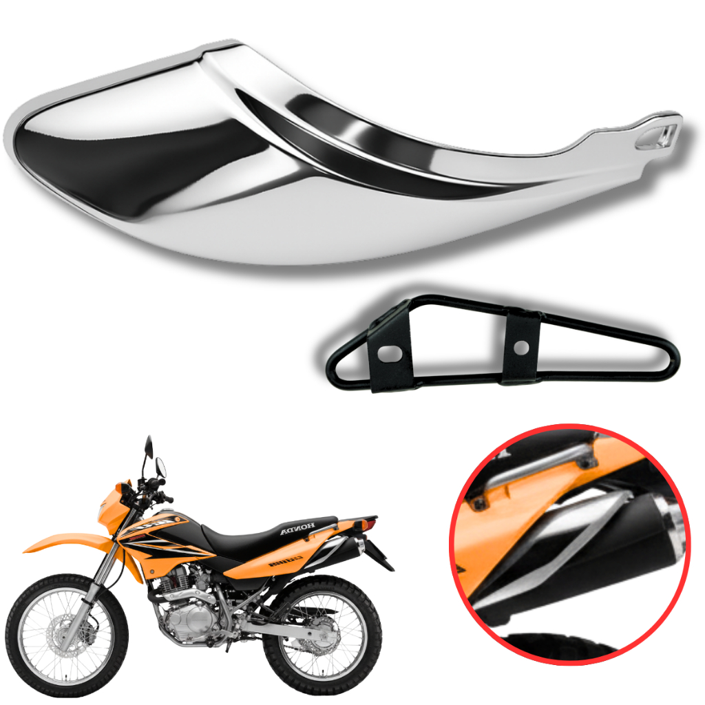 Protetor Escapamento NXR 150 Bros 2003 - 2008 Cromado C/ Suporte Fixação em Oferta na Shopee