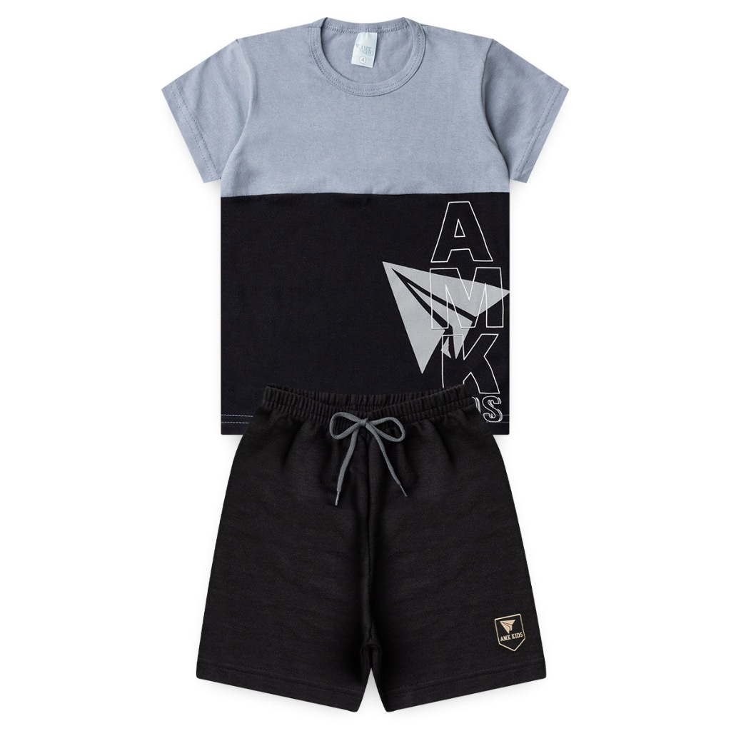 Conjunto Infantil Menino Roupa de Criança masculino Bermuda e Camiseta Atacado Barato L10