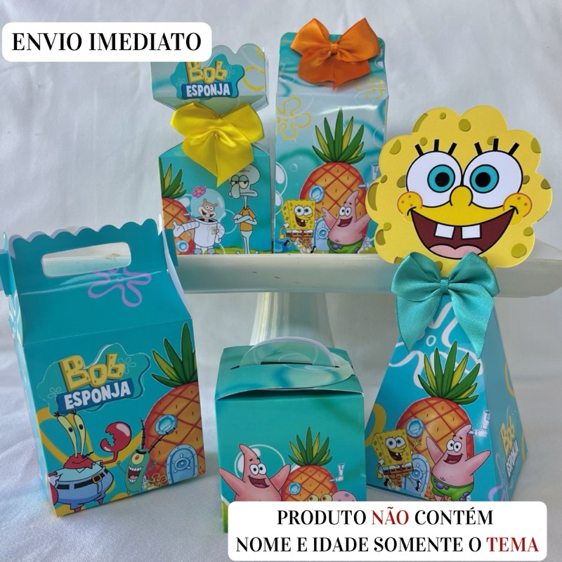 Caixinhas Personalizadas Bob Esponja \ Festa \ Lembrancinha\Aniversário\Pegue e Monte \Mimo\Pronta Entrega