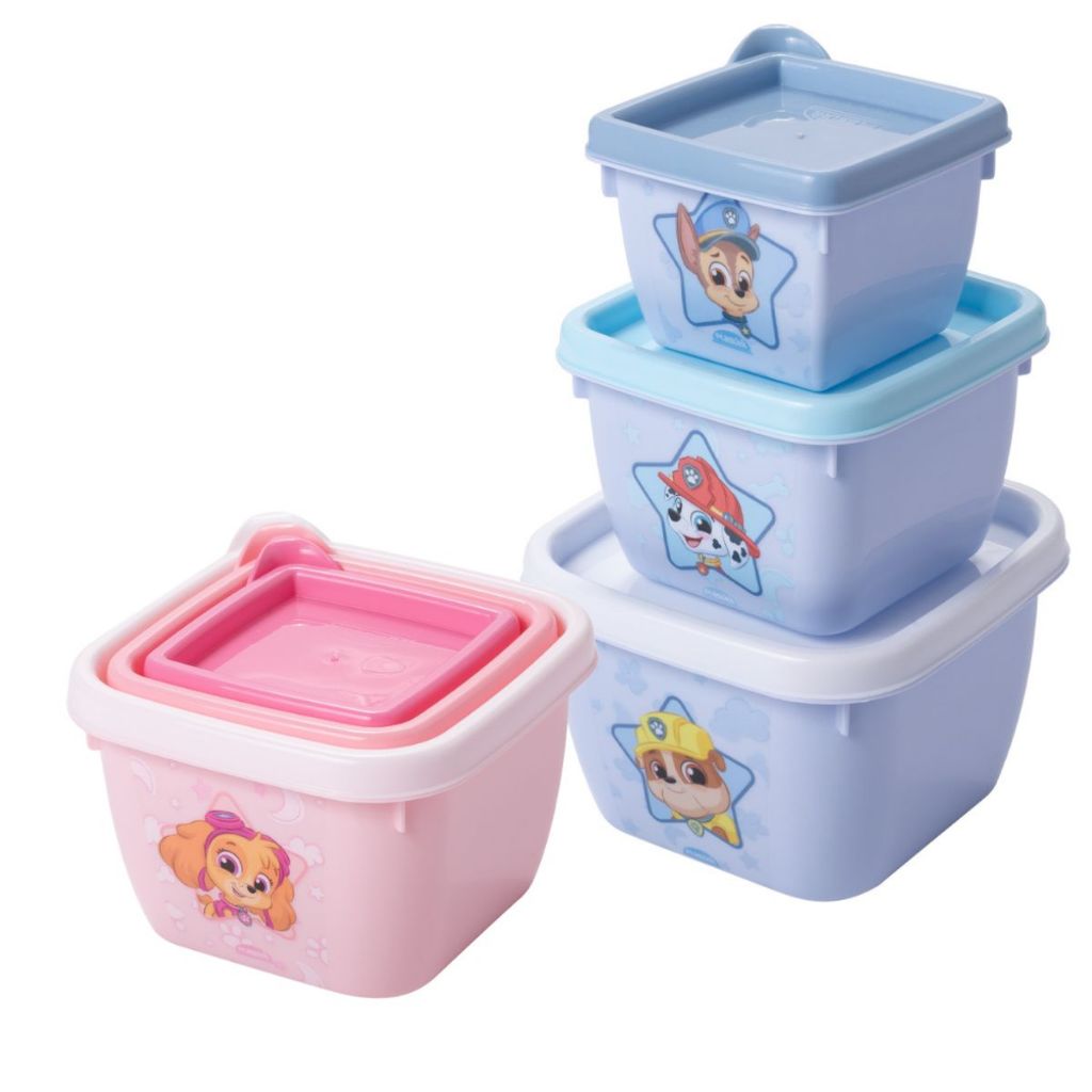 Kit 3 Potes Conect Patrulha Canina Plasútil Encaixável Lancheira Infantil Escolar