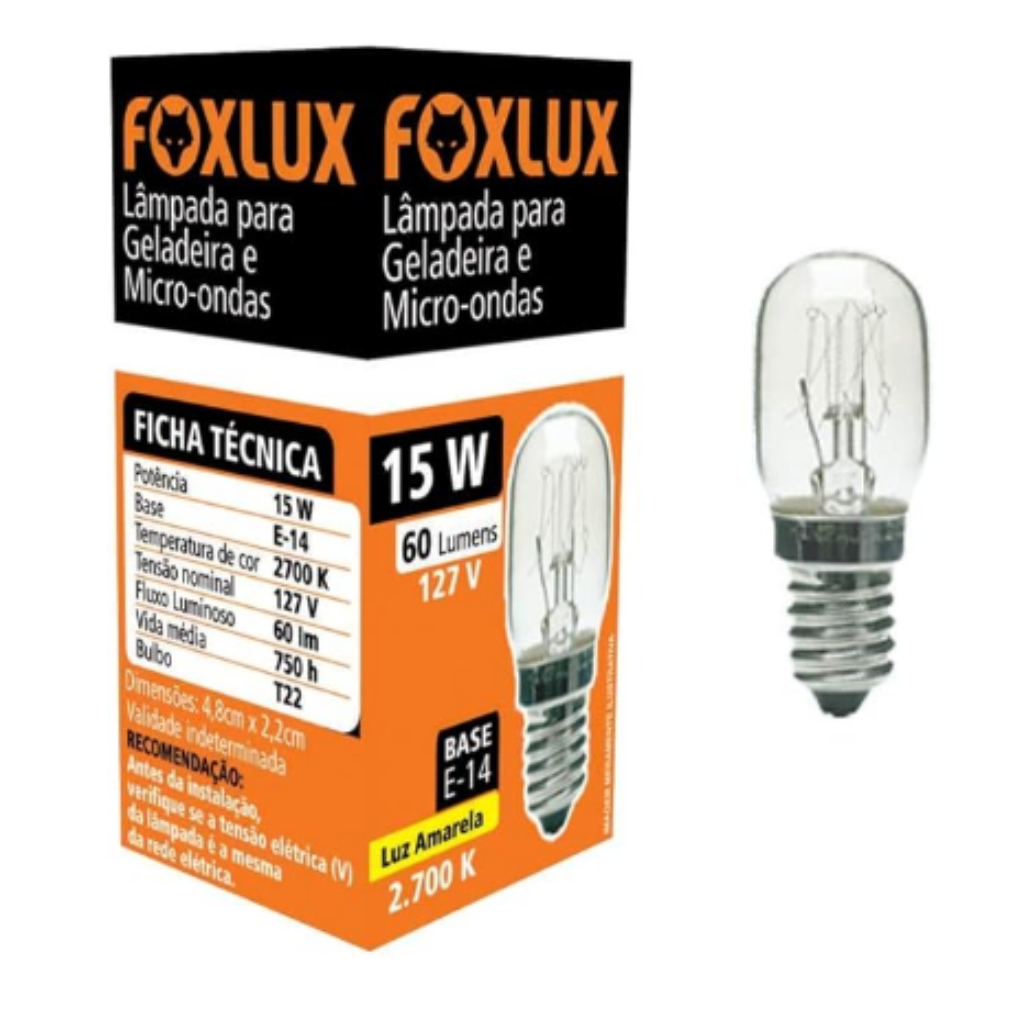 Lâmpada para Geladeira/Microondas FoxLux 15W/127V Luz Amarela