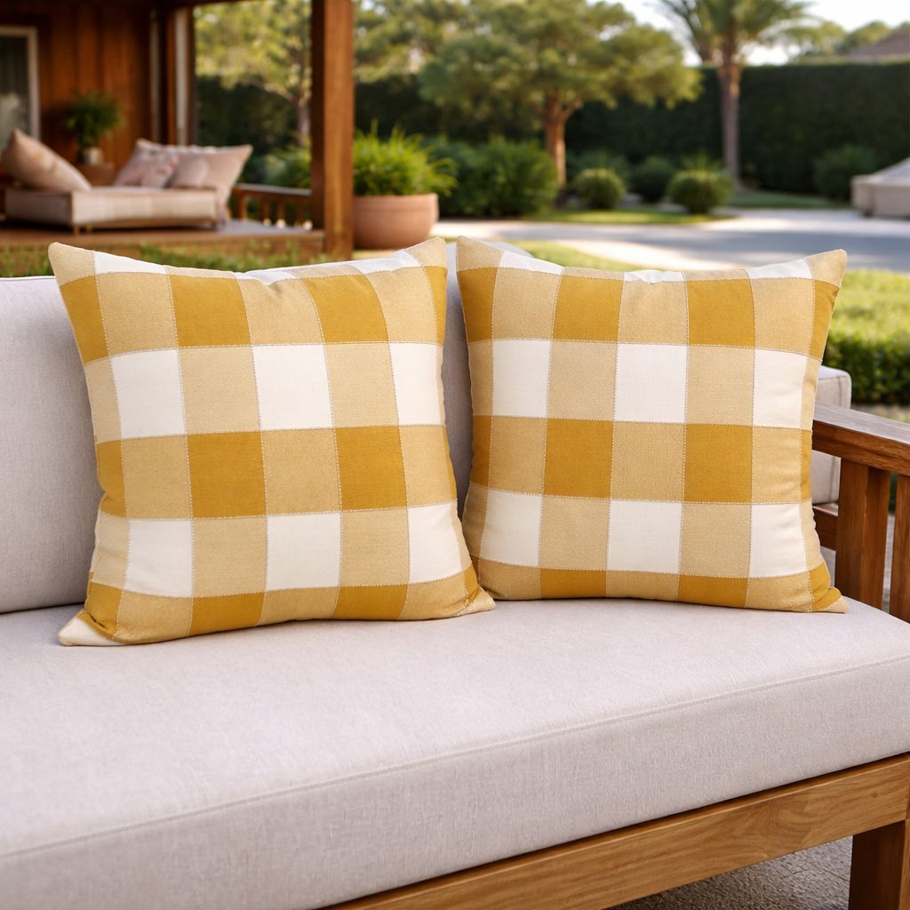 KIT 2 Capas 50X50 Área Externa Xadrez Jardim Varanda Piscina Linha Outdoor Premium Área Gourmet Toque Confortável