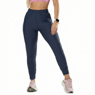 Calça Jogger Poliamida Alta Elasticidade Barra Punho Bolsos Cintura Alta Zero Transparência UV50+ em Oferta na Shopee