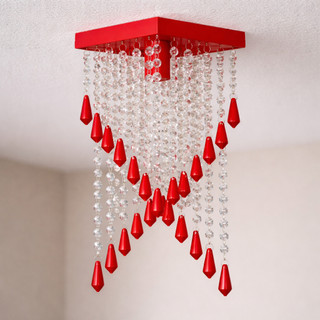 Lustre Cristais Acrilico Vermelho Sala Quarto Cozinha Banheiro Corredor